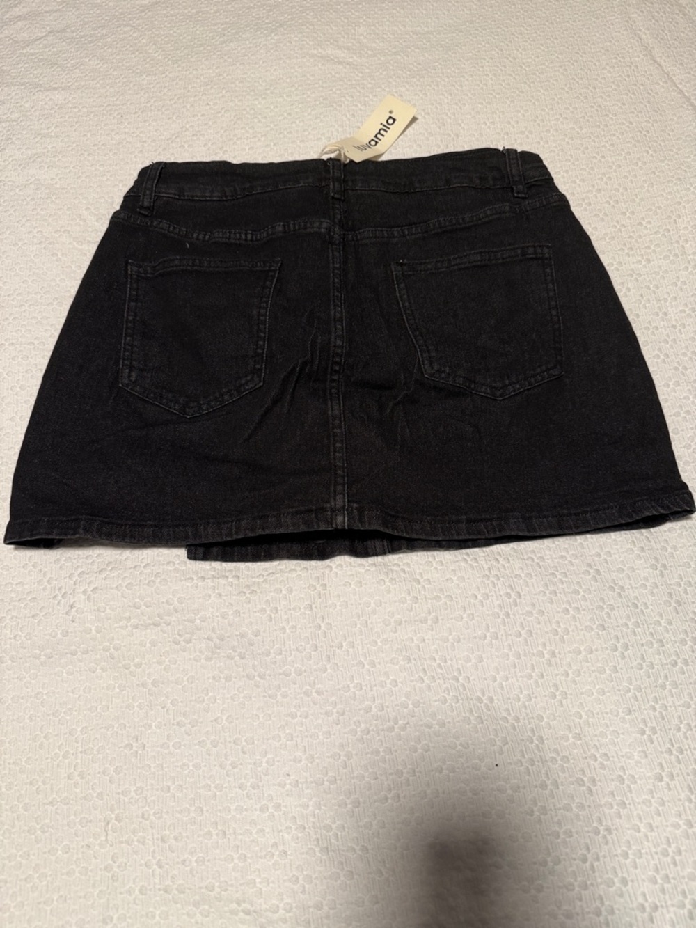 Able Black Denim Mini Skort with Front Slit and Shorts Underneath - Picture 3 of 3